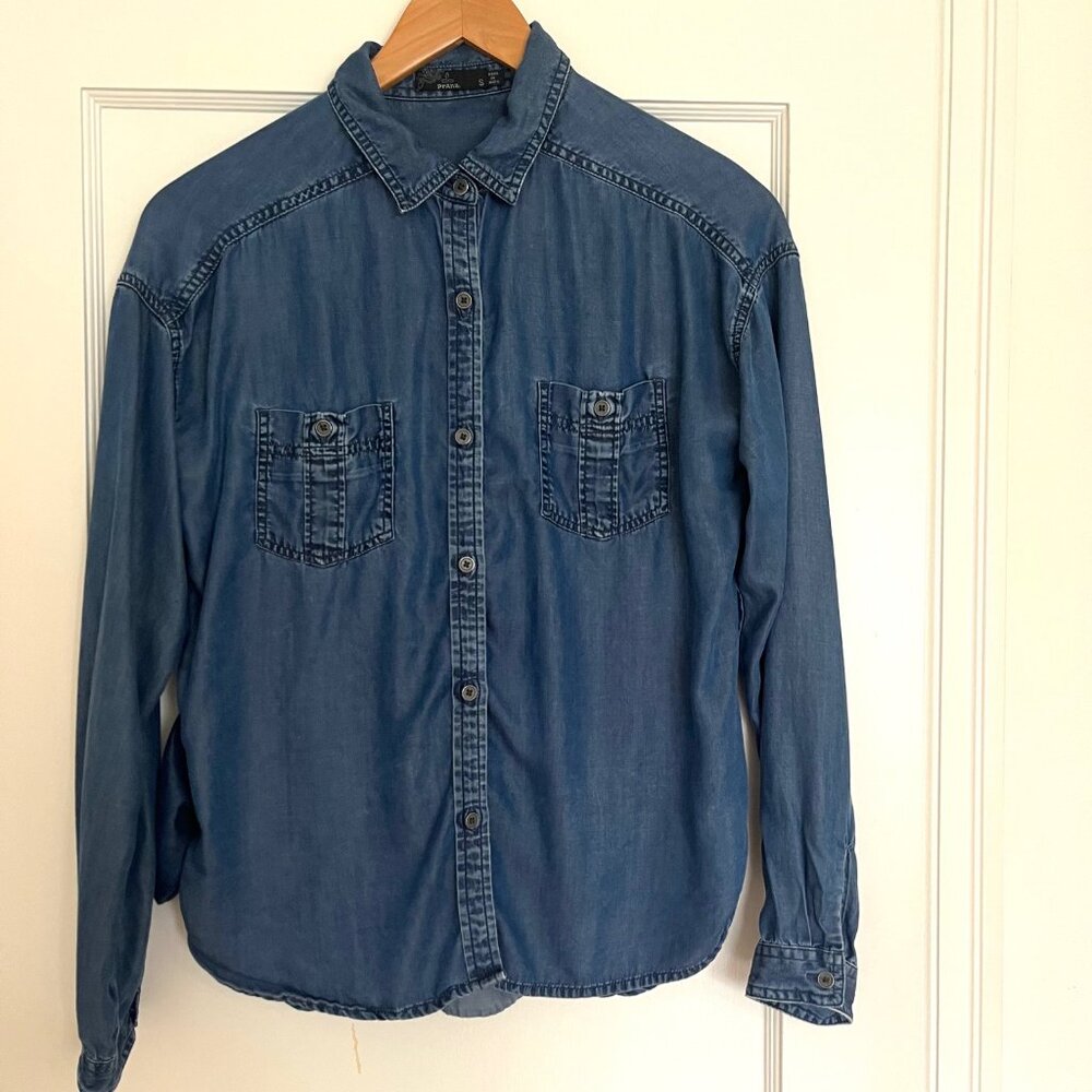 PrAna Chambray Button Up Jean Shirt | Size Small